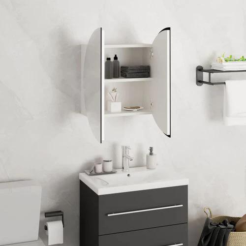 vidaXL Bathroom Cabinet with Round Mirror&LED White 40x40x17.5 cm by vidaXL