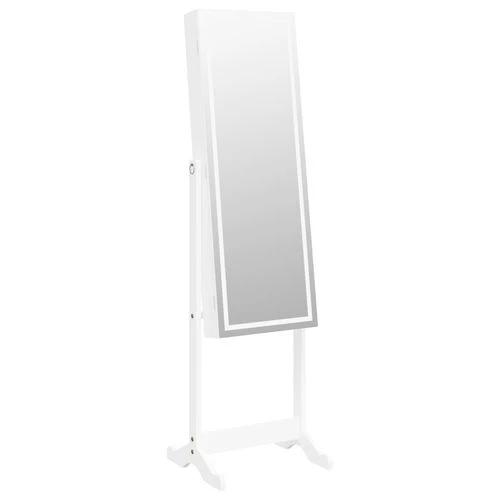 vidaXL Mirror Jewellery Cabinet with LED Lights Free Standing White - Mirror