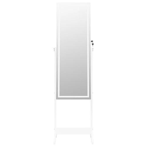 vidaXL Mirror Jewellery Cabinet with LED Lights Free Standing White - Mirror