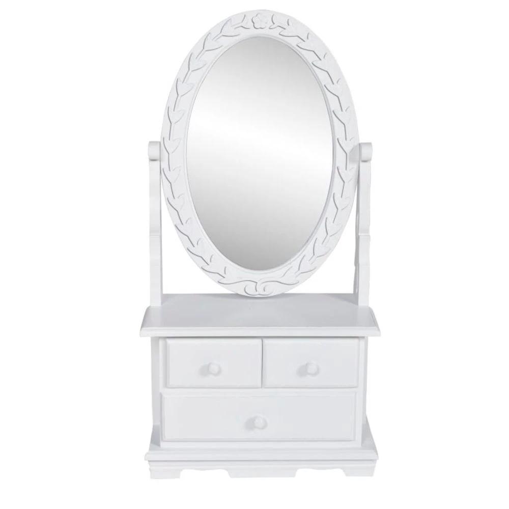 Vanity Makeup Table with Oval Swing Mirror vidaXL MDF by vidaXL