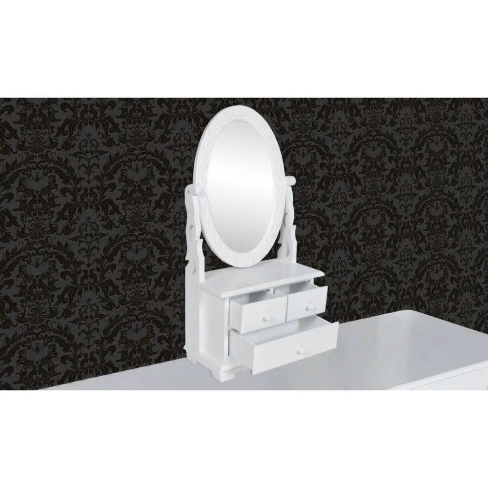 Vanity Makeup Table with Oval Swing Mirror vidaXL MDF by vidaXL