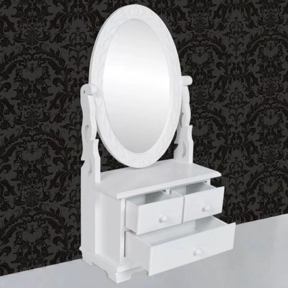 Vanity Makeup Table with Oval Swing Mirror vidaXL MDF by vidaXL