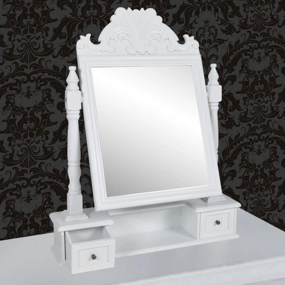 Vanity Makeup Table with Rectangular Swing Mirror vidaXLMDF by vidaXL