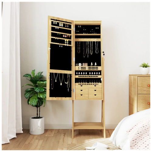vidaXL vidaXL Mirror Jewellery Cabinet with LED Lights Free Standing - Mirror