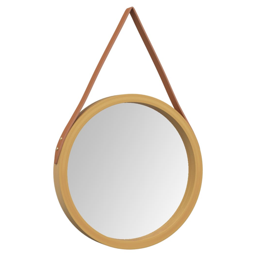 vidaXL Wall Mirror with Strap Gold Ø 35 cm by vidaXL