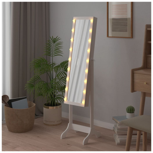 vidaXL Free-Standing Mirror with LED White 34x37x146 cm by vidaXL