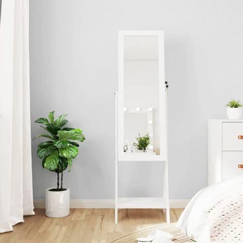 vidaXL Mirror Jewellery Cabinet with LED Lights Free Standing White - Mirror from vidaXL