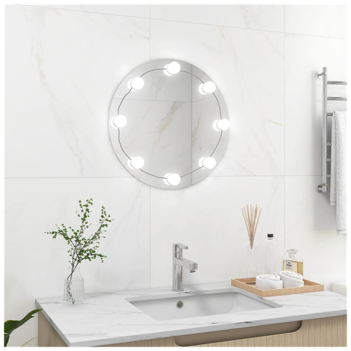 vidaXL vidaXL Wall Mirror with LED Lights Round Glass - Mirror