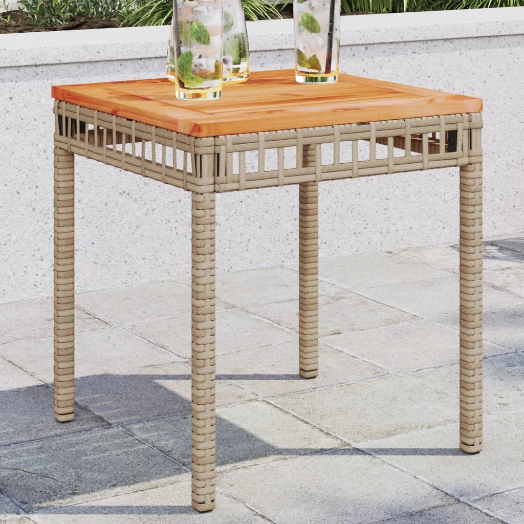 vidaXL Garden Table Black 38x38x42 cm Poly Rattan Acacia Wood by vidaXL
