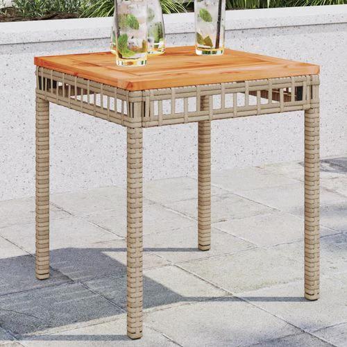 vidaXL Garden Table Black 38x38x42 cm Poly Rattan Acacia Wood by vidaXL