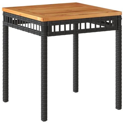 vidaXL Garden Table Black 38x38x42 cm Poly Rattan Acacia Wood by vidaXL