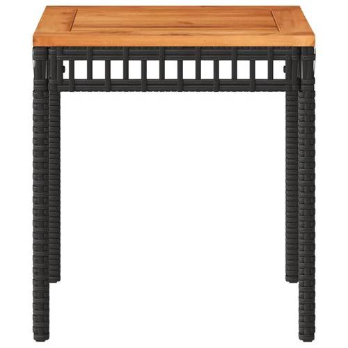 vidaXL Garden Table Black 38x38x42 cm Poly Rattan Acacia Wood by vidaXL