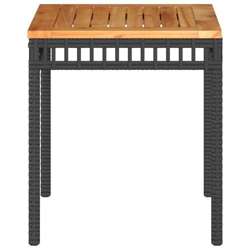 vidaXL Garden Table Black 38x38x42 cm Poly Rattan Acacia Wood by vidaXL