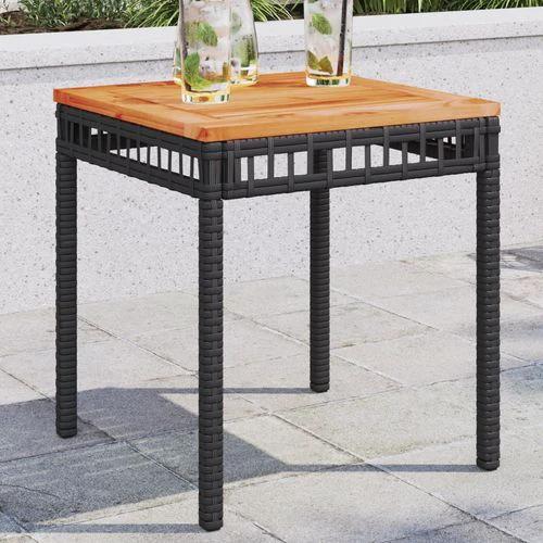 vidaXL Garden Table Black 38x38x42 cm Poly Rattan Acacia Wood by vidaXL