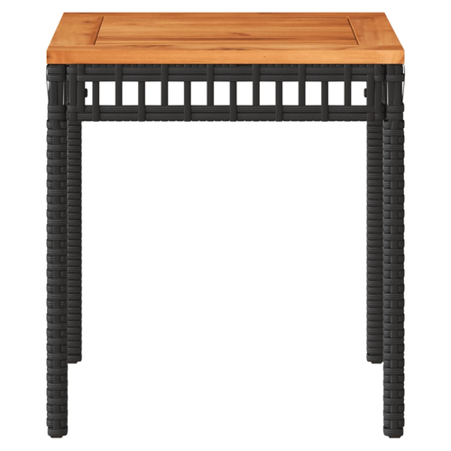 vidaXL Garden Table Black 38x38x42 cm Poly Rattan Acacia Wood by vidaXL