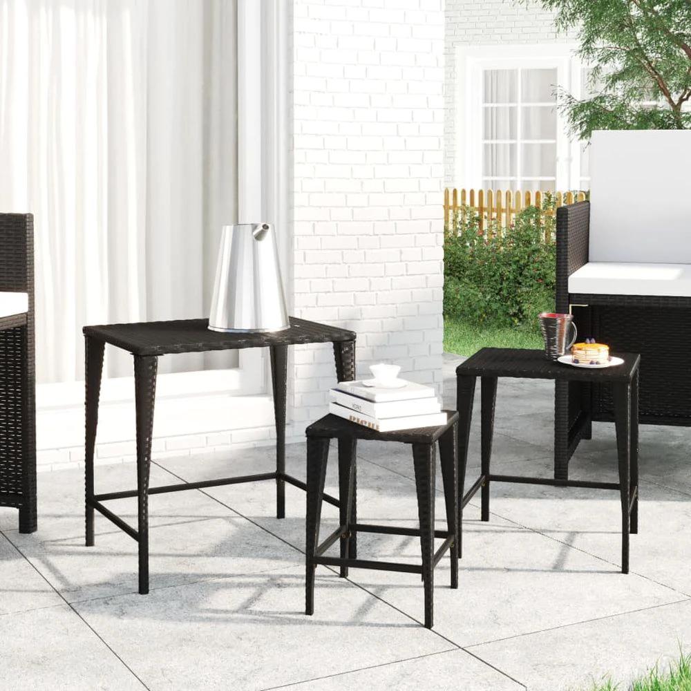 Nesting Tables 3 pcs vidaXL Black Poly Rattan by vidaXL