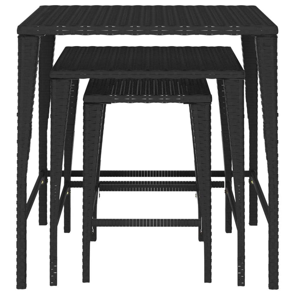 Nesting Tables 3 pcs vidaXL Black Poly Rattan by vidaXL