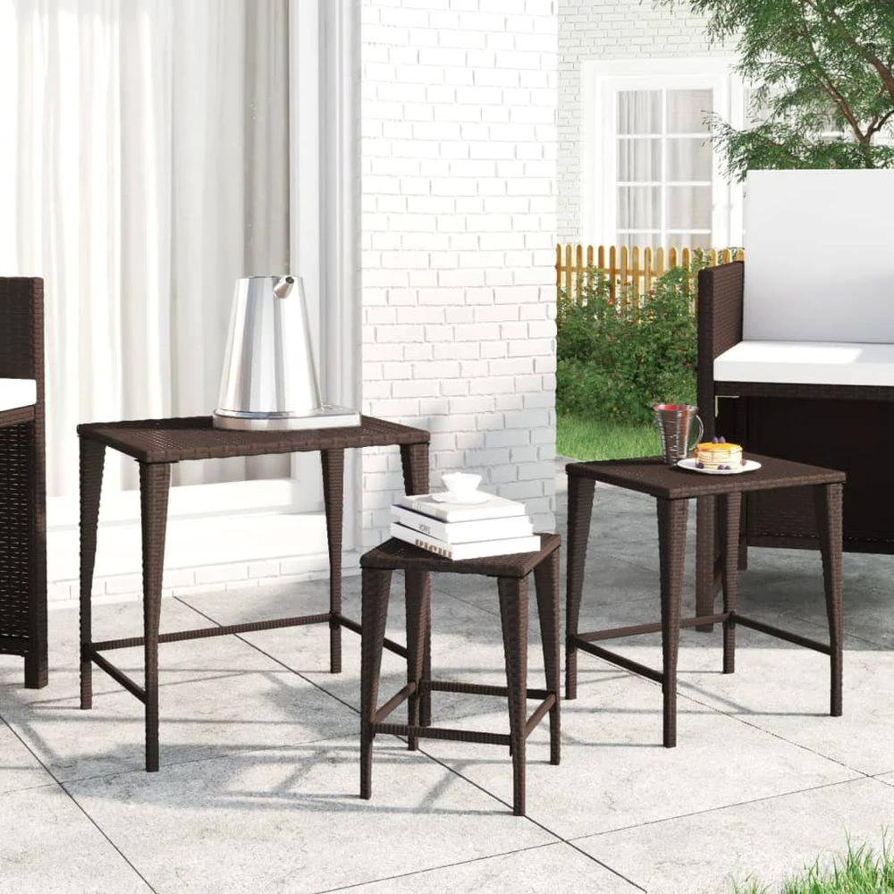 Nesting Tables 3 pcs vidaXL Black Poly Rattan by vidaXL