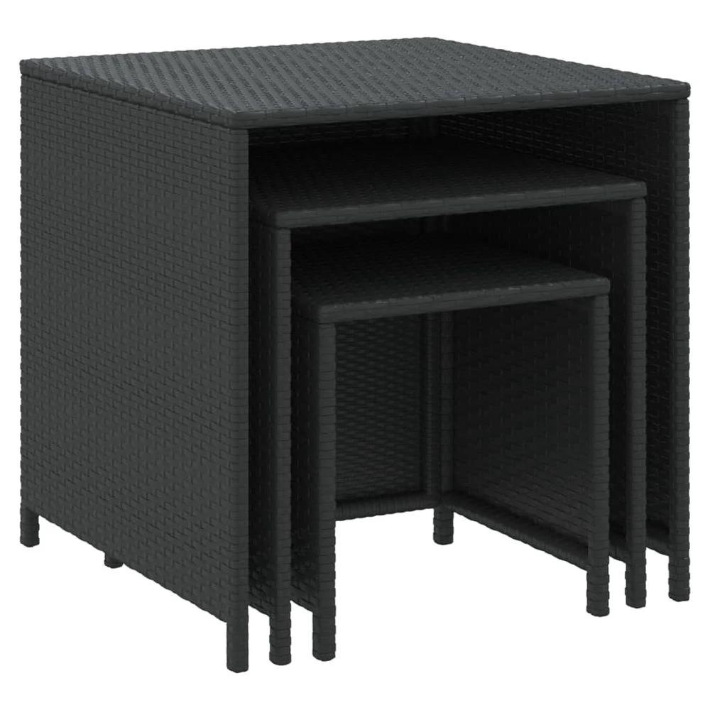 vidaXL Nesting Tables 3 pcs vidaXL Black Poly Rattan - Uncategorized Nest of Tables