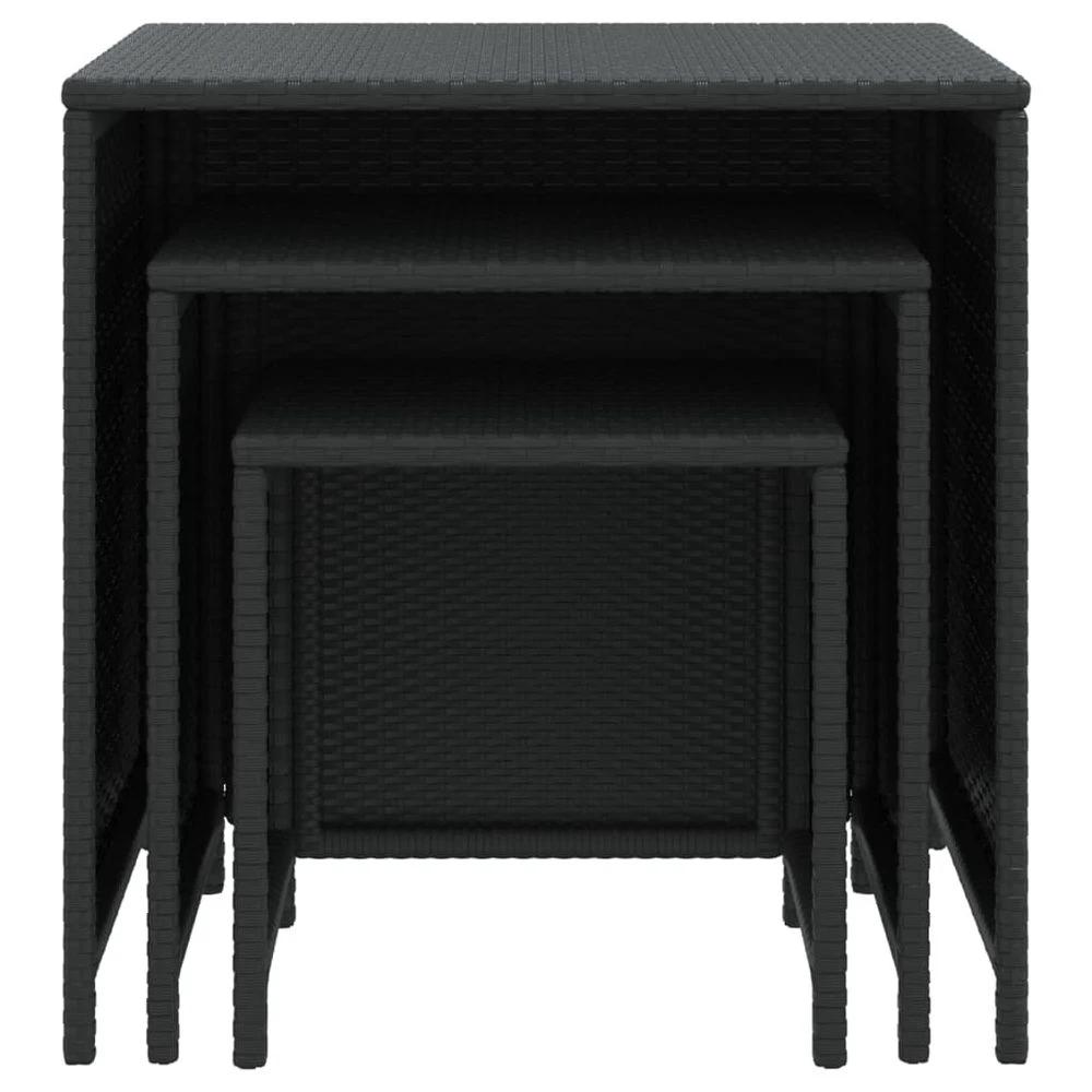 vidaXL Nesting Tables 3 pcs vidaXL Black Poly Rattan - Uncategorized Nest of Tables
