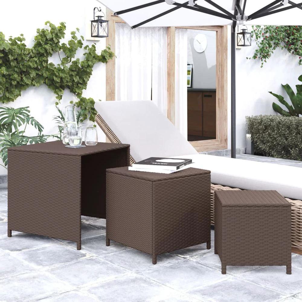 vidaXL Nesting Tables 3 pcs vidaXL Black Poly Rattan - Uncategorized Nest of Tables