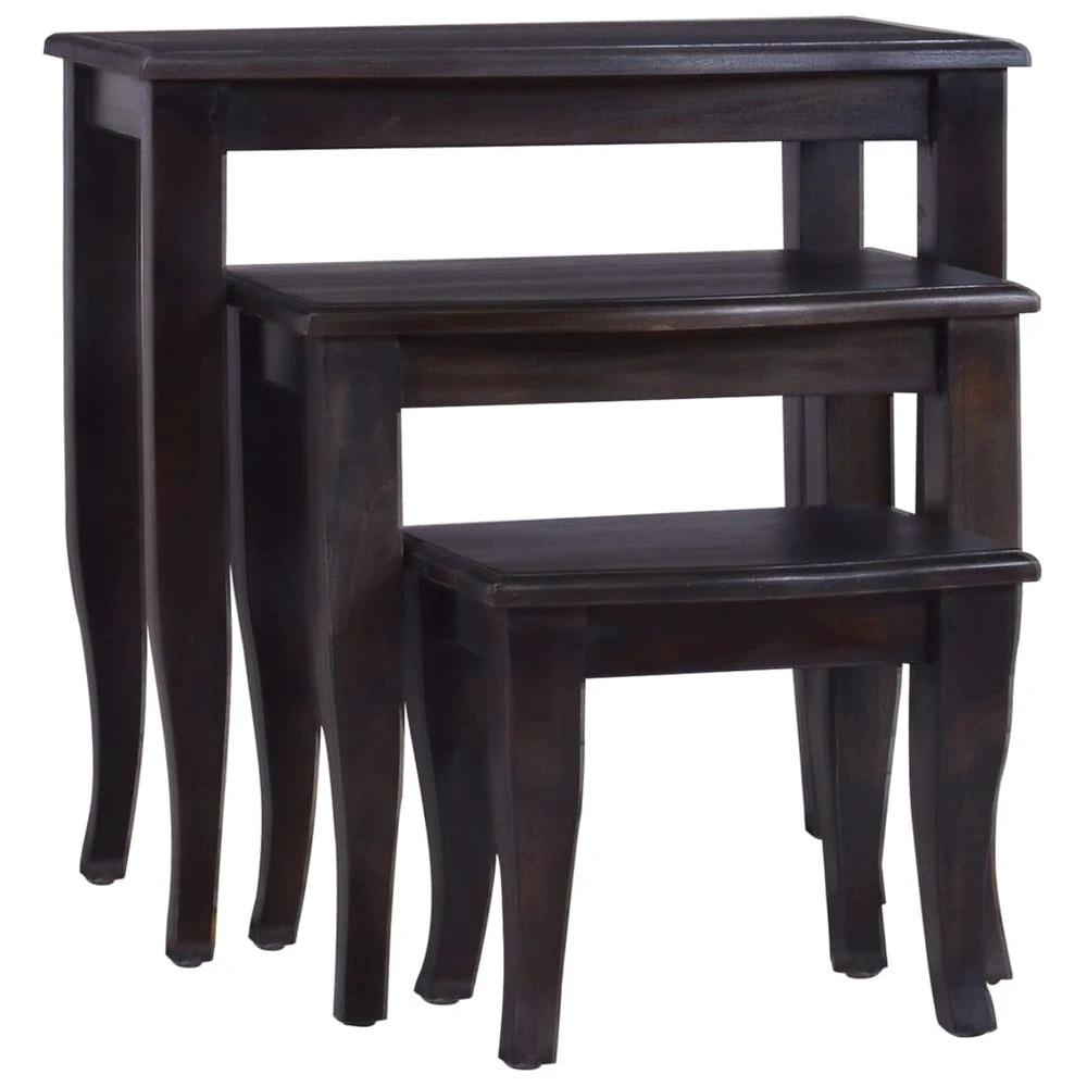 Nesting Side Tables 3 pcs vidaXL Solid Wood Mahogany by vidaXL