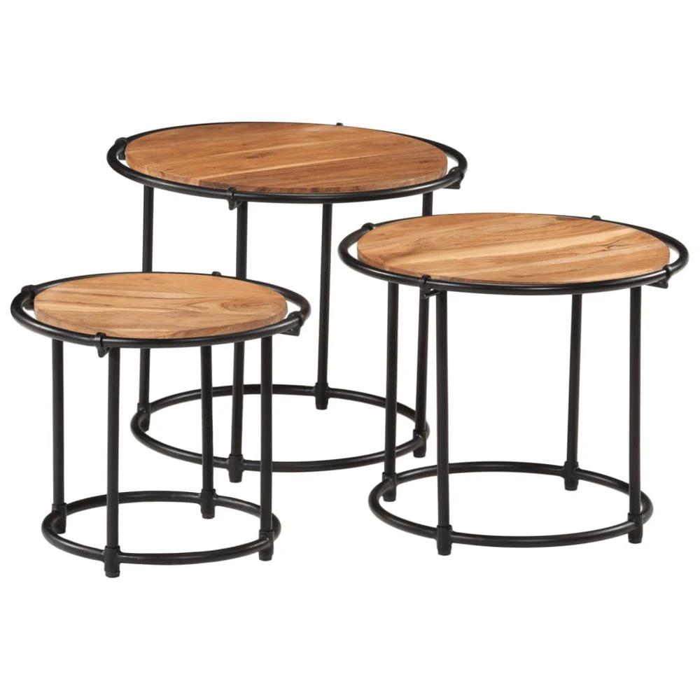 vidaXL Nesting Tables 3 pcs vidaXL Solid Wood Acacia - Uncategorized Nest of Tables
