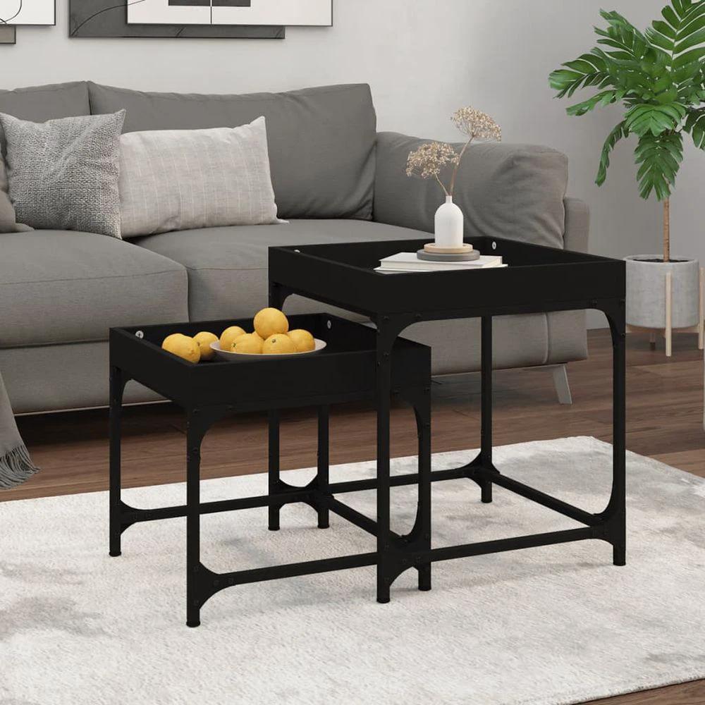 vidaXL vidaXL Side Tables 2 pcs Black Engineered Wood - Uncategorized Nest of Tables