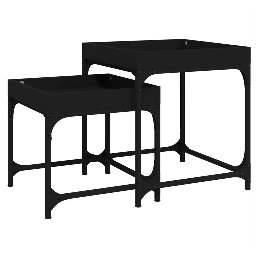vidaXL vidaXL Side Tables 2 pcs Black Engineered Wood - Uncategorized Nest of Tables