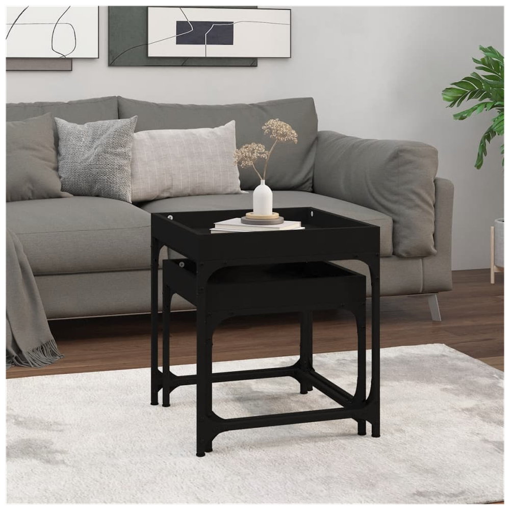 vidaXL vidaXL Side Tables 2 pcs Black Engineered Wood - Uncategorized Nest of Tables