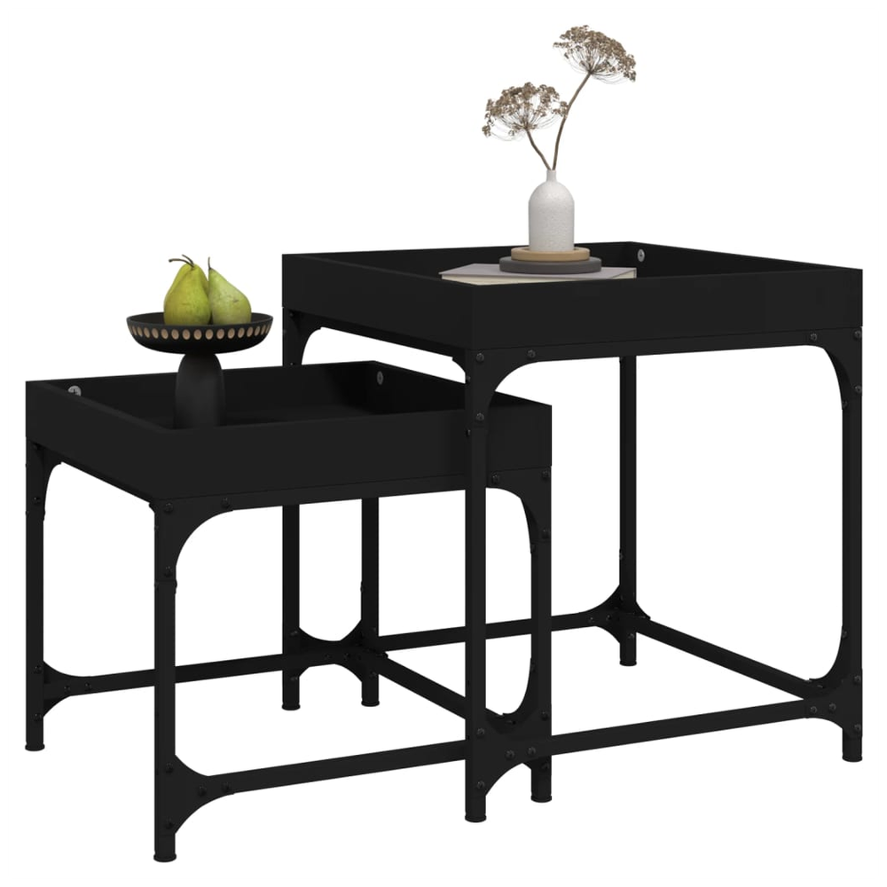 vidaXL vidaXL Side Tables 2 pcs Black Engineered Wood - Uncategorized Nest of Tables