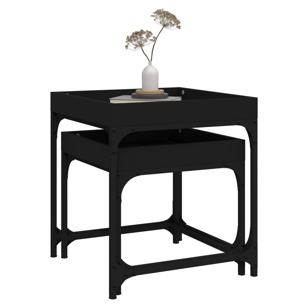 vidaXL vidaXL Side Tables 2 pcs Black Engineered Wood - Uncategorized Nest of Tables