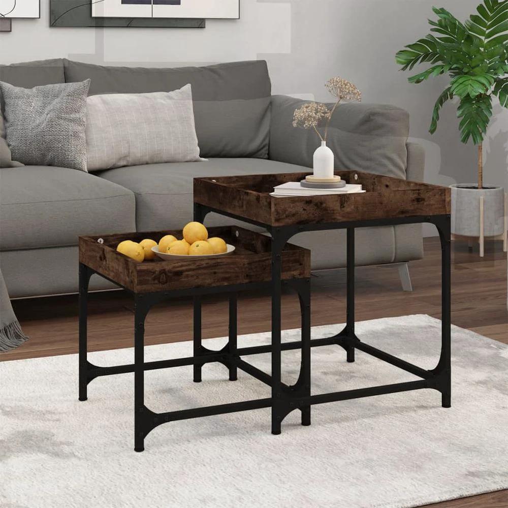 vidaXL vidaXL Side Tables 2 pcs Black Engineered Wood - Uncategorized Nest of Tables