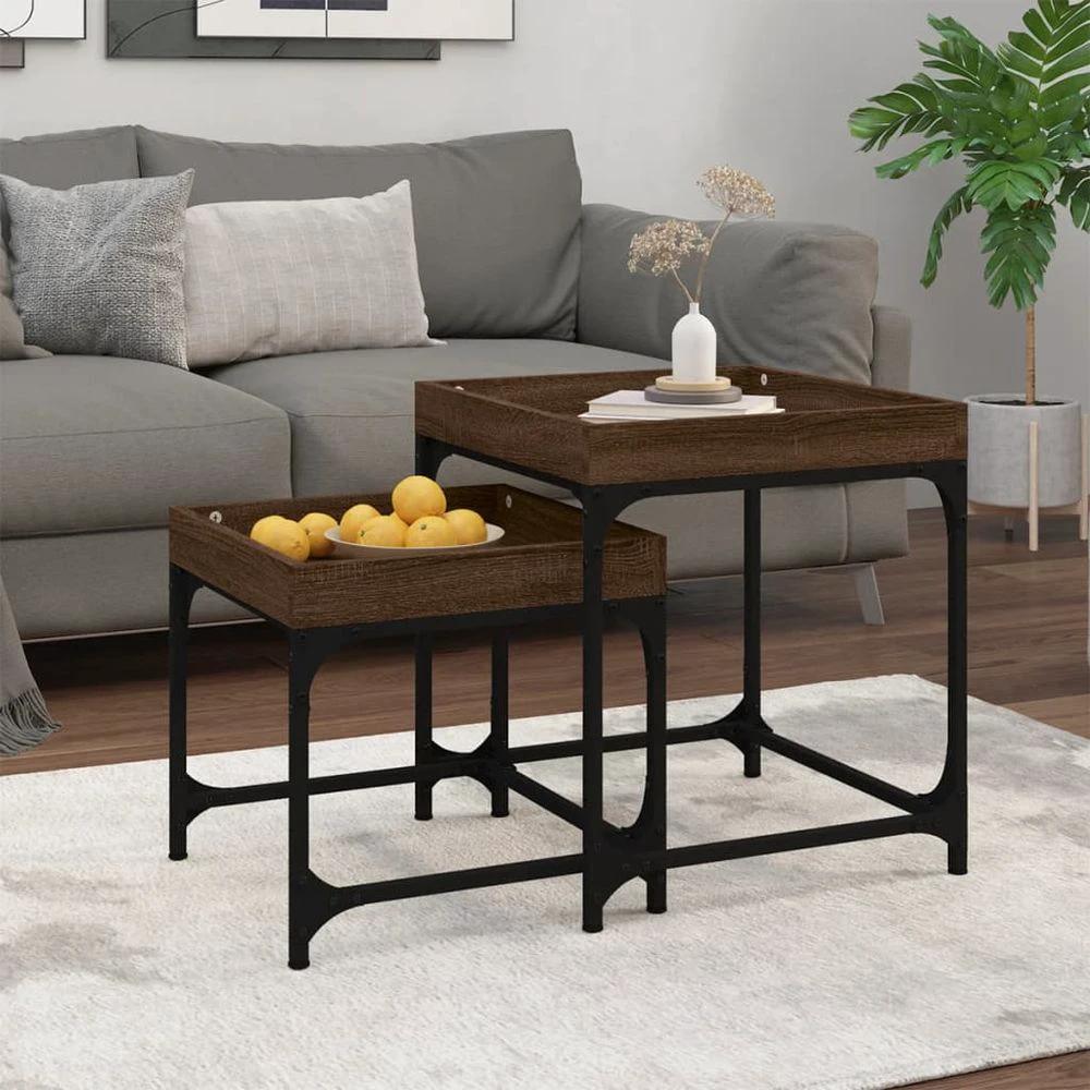 vidaXL vidaXL Side Tables 2 pcs Black Engineered Wood - Uncategorized Nest of Tables