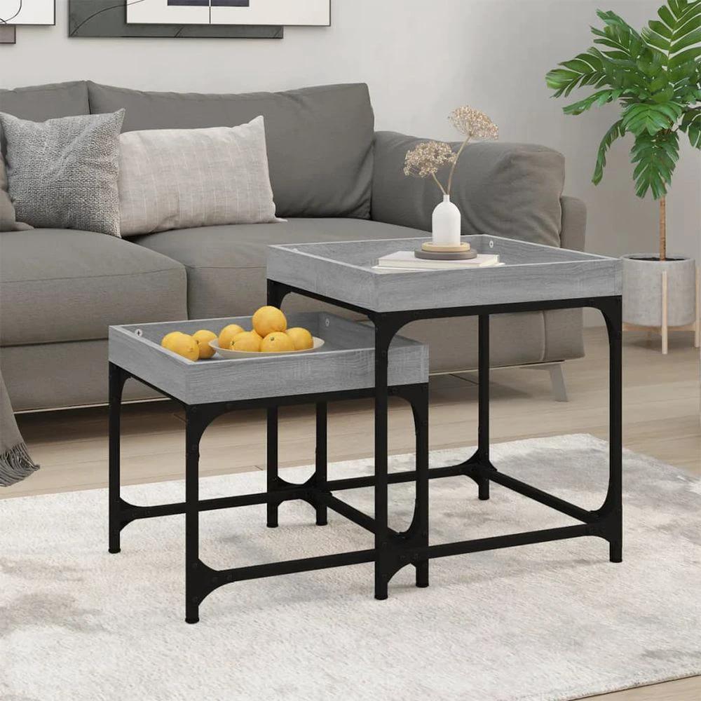 vidaXL vidaXL Side Tables 2 pcs Black Engineered Wood - Uncategorized Nest of Tables