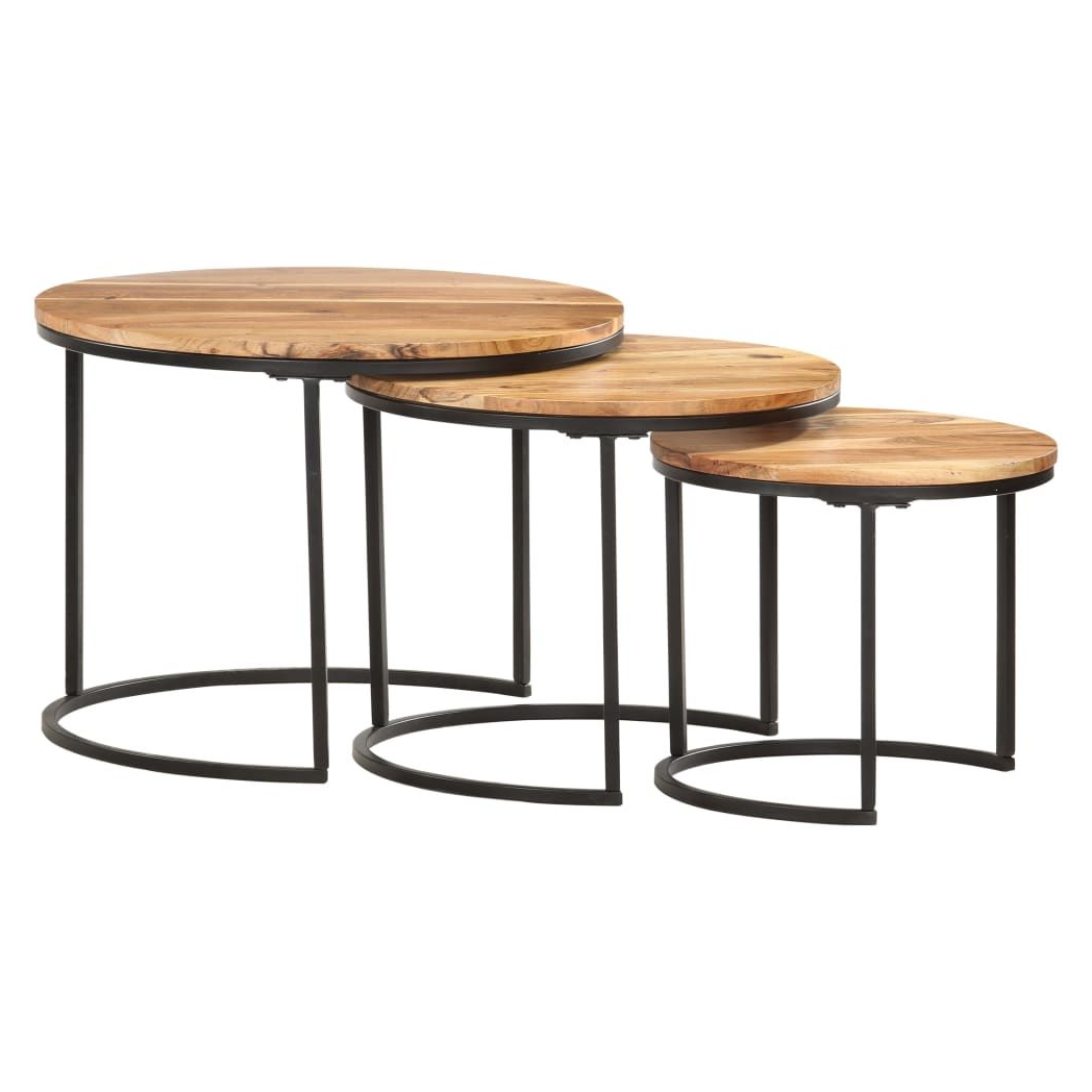 Nesting Tables 3 pcs vidaXL Solid Acacia Wood by vidaXL
