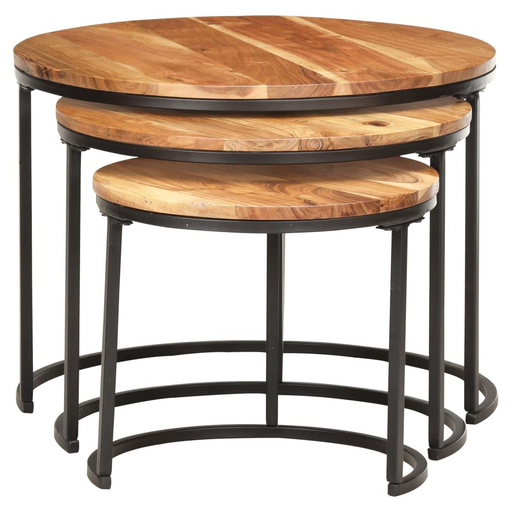 Nesting Tables 3 pcs vidaXL Solid Acacia Wood by vidaXL