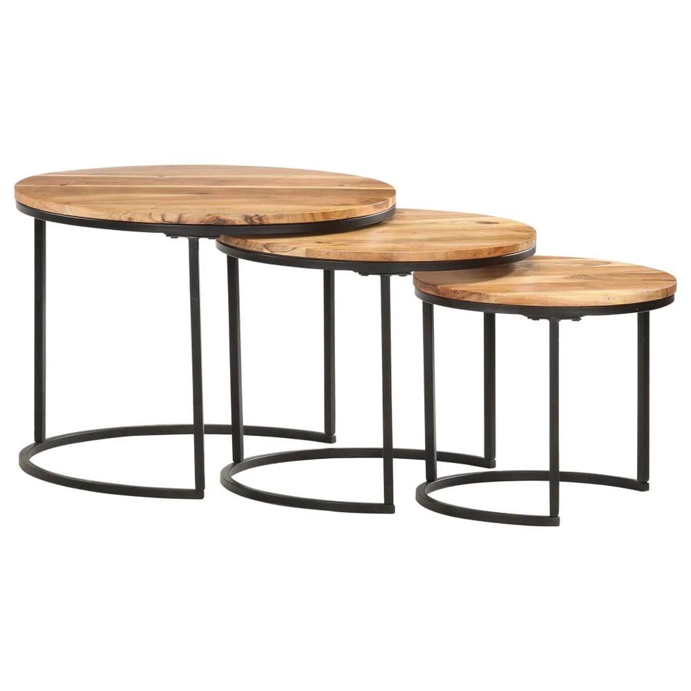 Nesting Tables 3 pcs vidaXL Solid Acacia Wood by vidaXL