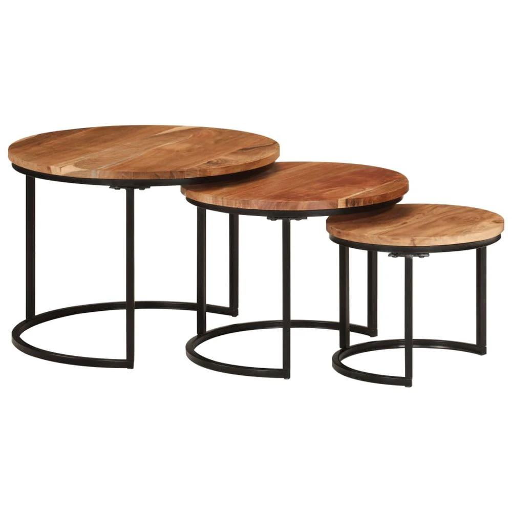 vidaXL Nesting Tables 3 pcs vidaXL Solid Acacia Wood - Uncategorized Nest of Tables