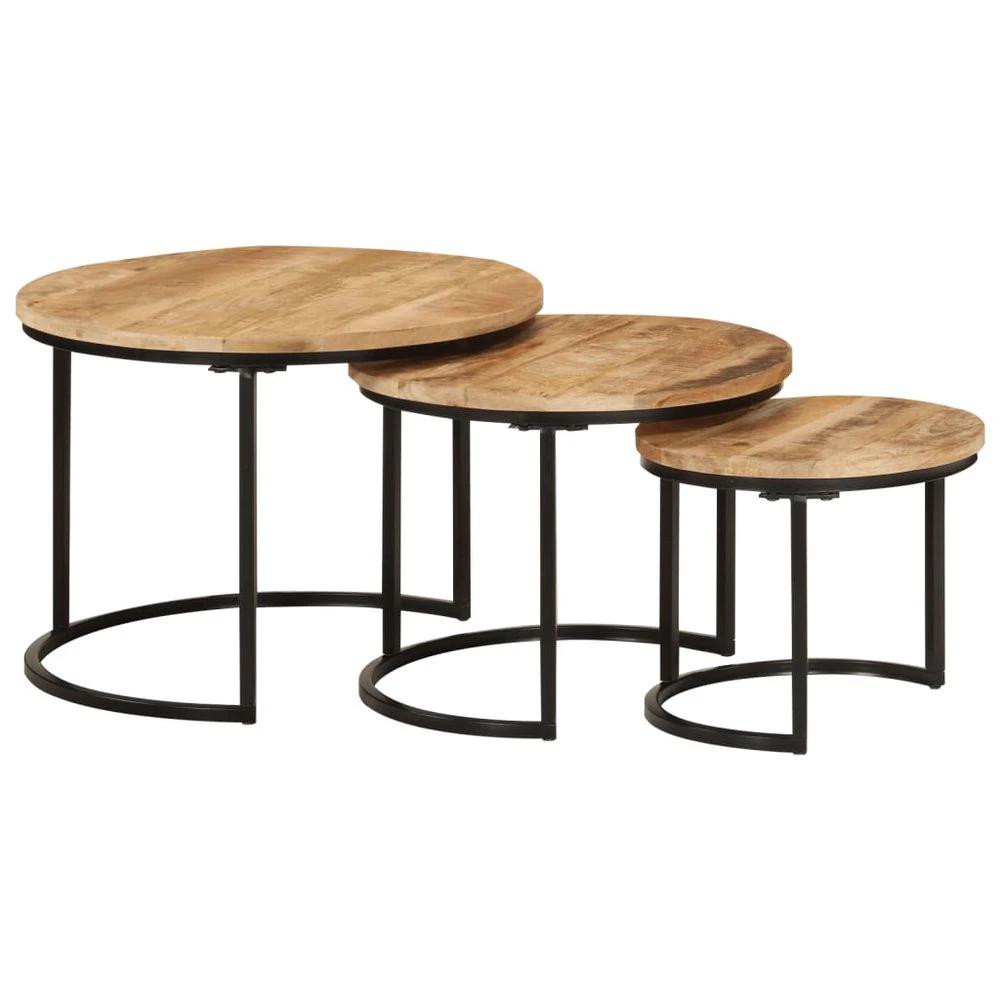 vidaXL Nesting Tables 3 pcs vidaXL Solid Acacia Wood - Uncategorized Nest of Tables