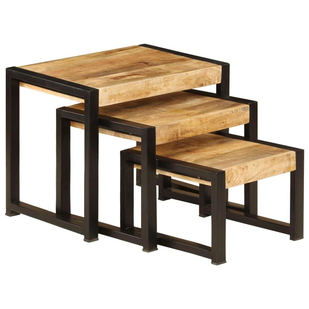 vidaXL Nesting Tables 3 pcs vidaXL Solid Mango Wood - Uncategorized Nest of Tables