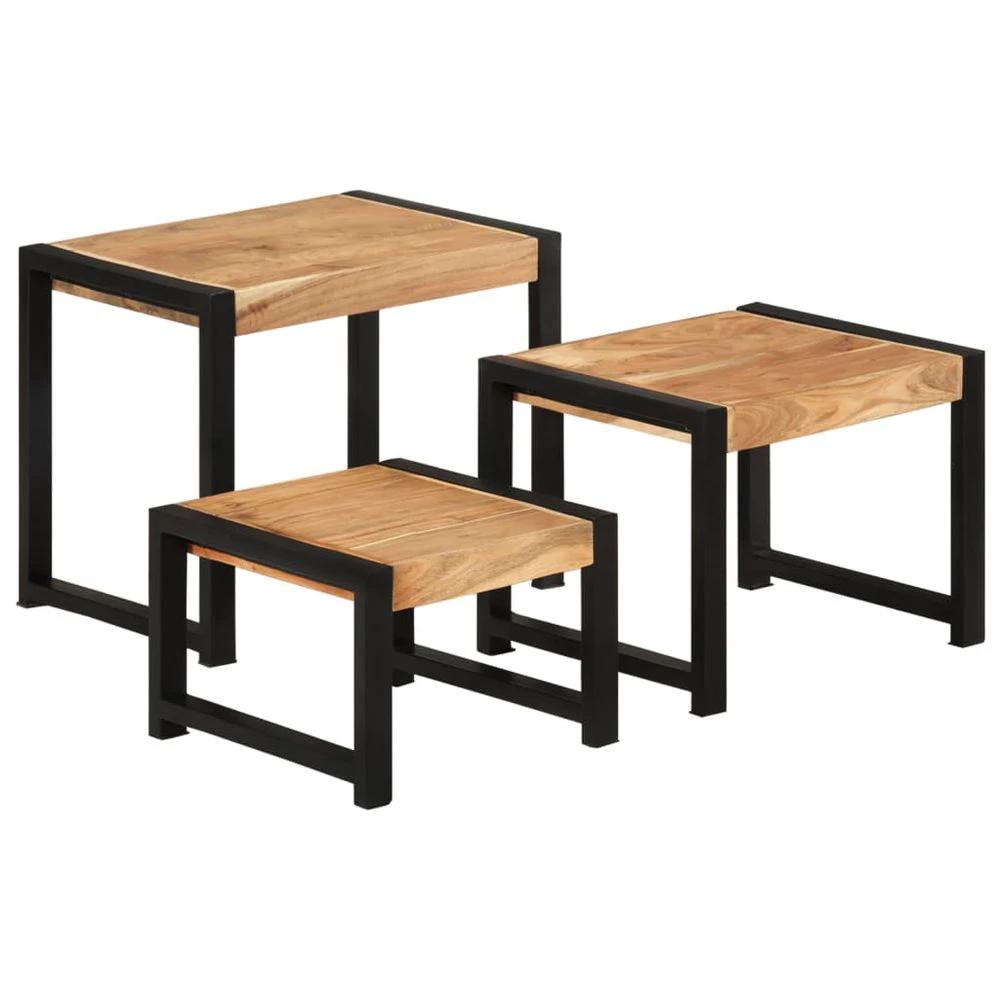 Nesting Tables 3 pcs vidaXL Solid Mango Wood by vidaXL