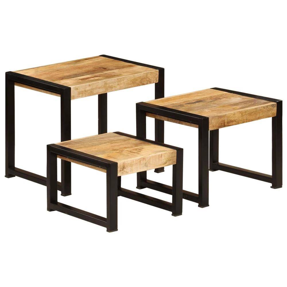 Nesting Tables 3 pcs vidaXL Solid Mango Wood by vidaXL