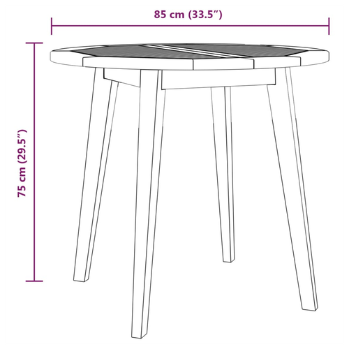 vidaXL Garden Table Ø85x75 cm Solid Wood Acacia -  from vidaXL