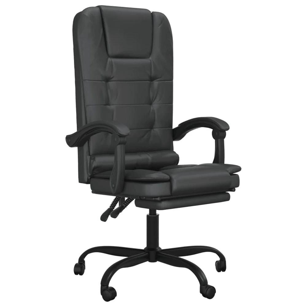 vidaXL Massage Reclining Office Chair Black Faux Leather - Office Chair