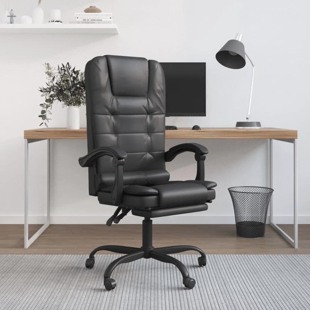 vidaXL Massage Reclining Office Chair Black Faux Leather - Office Chair