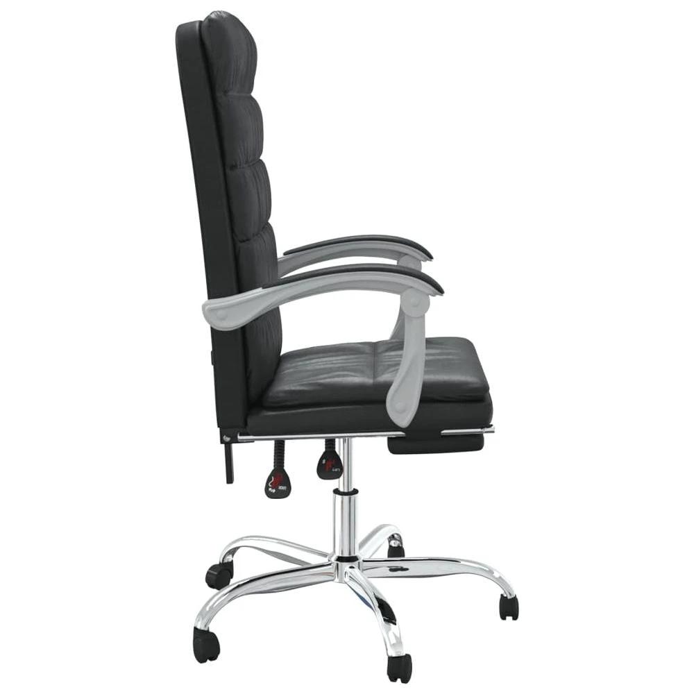 vidaXL Reclining Office Chair Black Faux Leather - Office Chair