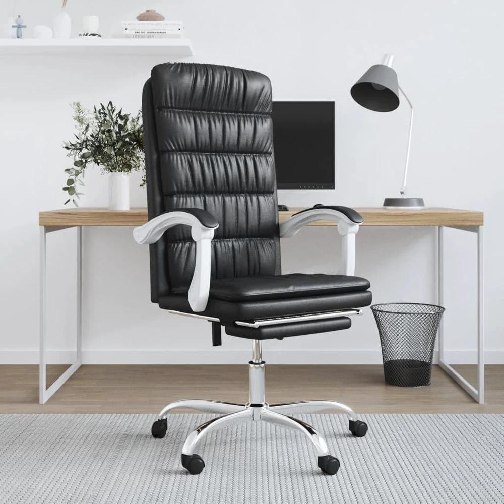 Reclining Office Chair Black Faux Leather by vidaXL