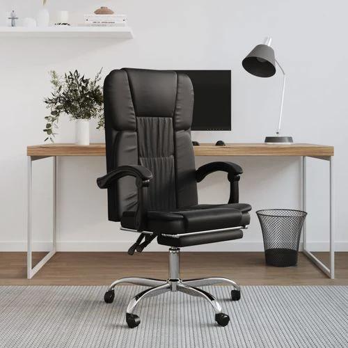 Reclining Office Chair Black Faux Leather by vidaXL