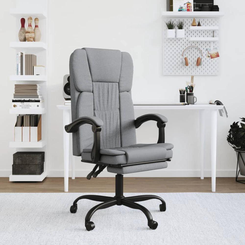 vidaXL Reclining Office Chair Light Grey Fabric - Office Chair